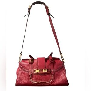 CALVIN KLEIN Vintage Red Leather Shoulder/Crossbody Bag